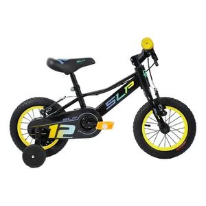 Bicicleta Slp Infantil 5 Pro Rodado 12 Rueditas Ng7 Au17 Aa7 Negra con amarillo